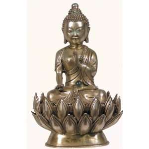  Tibetan Silver Statue Buddha Lotus Throne: Everything Else