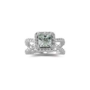  0.76 Cts Diamond & 1.41 Cts Green Amethyst Ring in 14K 