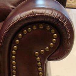   Burgundy Italian Leather Reclining Console Loveseat  