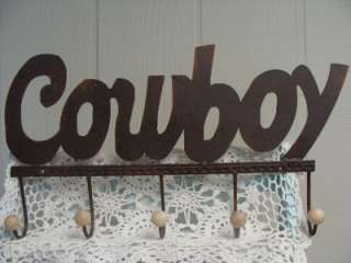 Metal Cowboy Western Barn Tin Sign Cup Holder Hook 17  