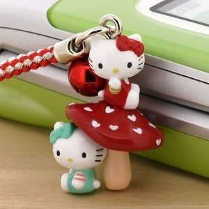 Hello Kitty with Mushroom Cell Phone Strap   Japanese Import! *** Free 