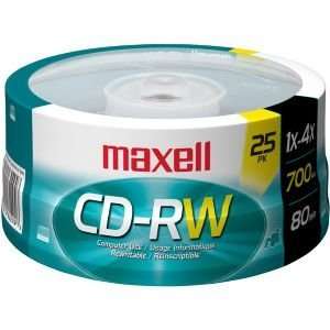  4x Rewritable CD RW For Data   25 Spindle Electronics
