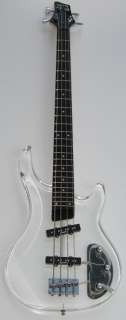 NEW UNIQUE 4 STRINGS CLEAR WHITE ACRYLIC ELECTRIC BASS GUITAR  
