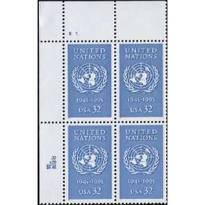 UNITED NATIONS #2974 Plate Block of 4 x 32¢ US Postage 