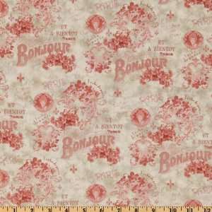  44 Wide De Paris Bonjour Rose Fabric By The Yard: Arts 