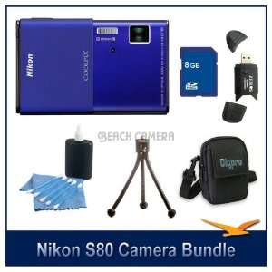  Nikon COOLPIX S80 Blue Camera 8GB Bundle w/ Digpro Case 