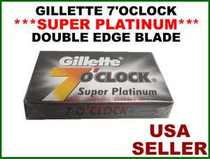 25 X GILLETTE 7O Clock * PLATINUM * SUPER SHARP DOUBLE EDGE BLADE USA 