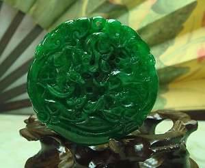 Chinese Green Jade Jadeite Mouse Ru Yi Pendant Necklace  