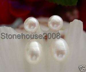 Pair white freshwater pearl dangle earring  