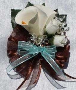 Calla Lily Roses Bow Morthers Corsage WEDDING FLOWERS  