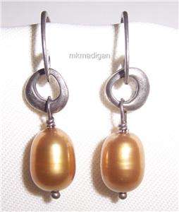Silpada Sterling Silver Copper Pearl Earrings W1431 Boxed Free 