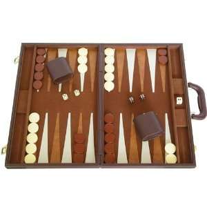  Deluxe Backgammon Set   (15 Travel Case)   Brown Toys 