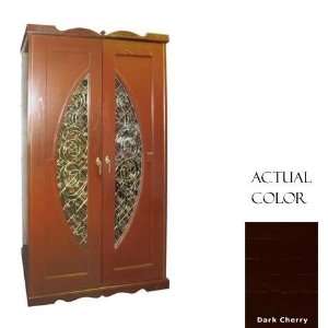   Window Wine Cellar With Cornice   Glass Doors / Dark Cherry Cabinet