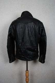 Vtg 50s POLICE Black HORSEHIDE Leather Motorcycle Biker Jacket Large 