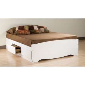  Queen Platform Storage Bed in White WBQ6200 Furniture 