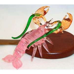  Crawfish Large Crayfish Pink Art Glass Figurine
