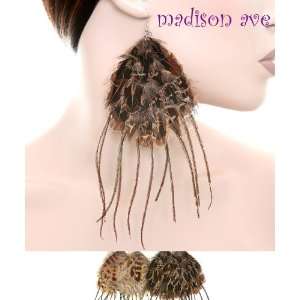  Ethnic Design Brown Feathers Dangle Earrings Jewelry