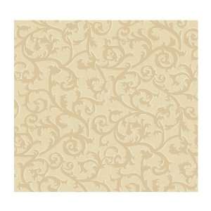   KC1855 Scroll with Texture Wallpaper, Champagne/Deep Sandy Beige/White