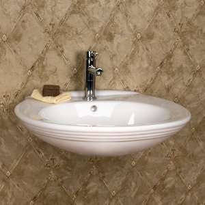 : Adrian Wall Mount Sink   Single Hole Faucet Drilling   White: Home 