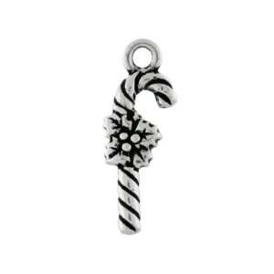 Pack of 4 TierraCast® Pewter Antique Silver Candy Cane Charms:  