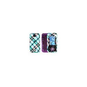 Motorola Rival A455 Blue Plaid Cell Phone Snap on Cover Faceplate 