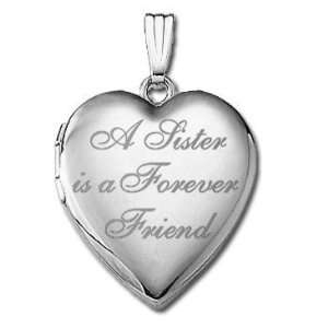    Sterling Silver A Sister Is A Forever Friend Heart Locket Jewelry