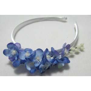  NEW Small Blue Flower White Headband, Limited.: Beauty