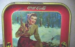 1941 COCA COLA TRAY W/ GIRL ON ICE SKATES  