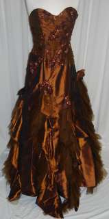 Long Gown Dress Party Gala Prom Pageant Brown 8 NEW  