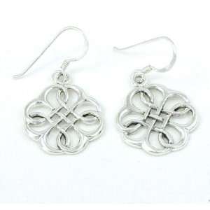    Sterling Silver Celtic Knot Flower Dangle Earrings: Jewelry
