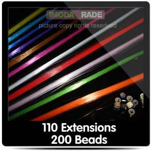 110 Pcs SOLID SyNtHeTic FeAtHer HaiR ExtEnSioN 15 16 with 200 BeaDs 
