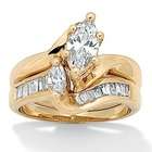   Beach Jewelry Gold Plated Cubic Zirconia Wedding Ring Set   Size 5
