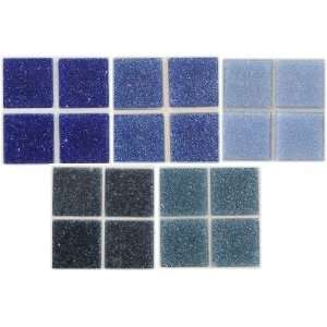  1305 Tiny 3/8 Mosaic Glass Tiles   Assorted Blues Arts 