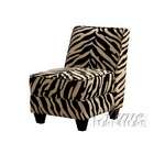 Acme Zebra print armless accent chair with wood feet and piping trim