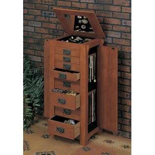 Powell Company Jewelry Armoire with Mission Style in Mission Oak 
