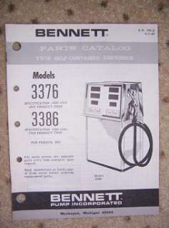 1968 Bennett Gas Pump Parts Catalog Texaco 3376 3386 z  