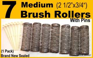 MEDIUM BRUSH ROLLERS & PINS Hair Curlers Bristles 2 1/2 x 3/4 