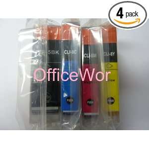 Officewor@4 PACK Canon PGI 5 / CLI 8 Edible Ink WITH CHIPS For Pixma 