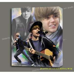 JUSTIN BIEBER ORG MIXED MEDIA PAINTING W GICLEE, OIL, & ACRYLIC W 1.5 