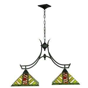  2 Lt. Emerald Jade Island Light with Aged Brass finish and 