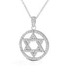 Bling Jewelry Sterling Silver CZ Pave Double Star Medallion Pendant 
