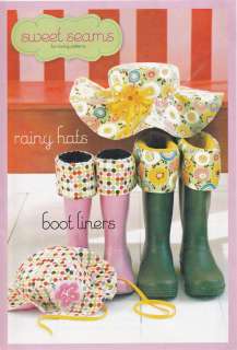 Sweet Seams   Rainy Hats & Boot Liners Sewing Pattern  