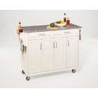 Home Styles Kitchen Cart with Grey and Black Granite Top in White 