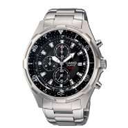 Casio Mens Calendar Date Chronograph Watch w/Round Black Dial 