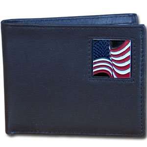 American Flag Top Grain Leather Bifold Wallet