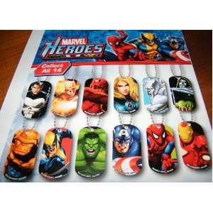  Marvel Avengers and Super Heros Figure Dog Tag Set of 15 
