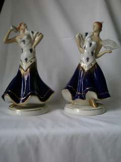 Two Japanese Moriyama Porcelain Figurines Dancers  