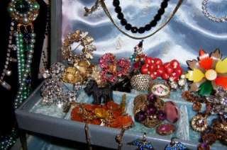 Vintage Jewelry Box Full of Rhinestones, Beads, Sets, Plastics 