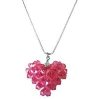   com rose dainty delicate puffy heart pendant necklace