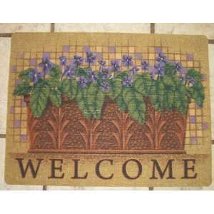 WELCOME MAT with Purple Pansy